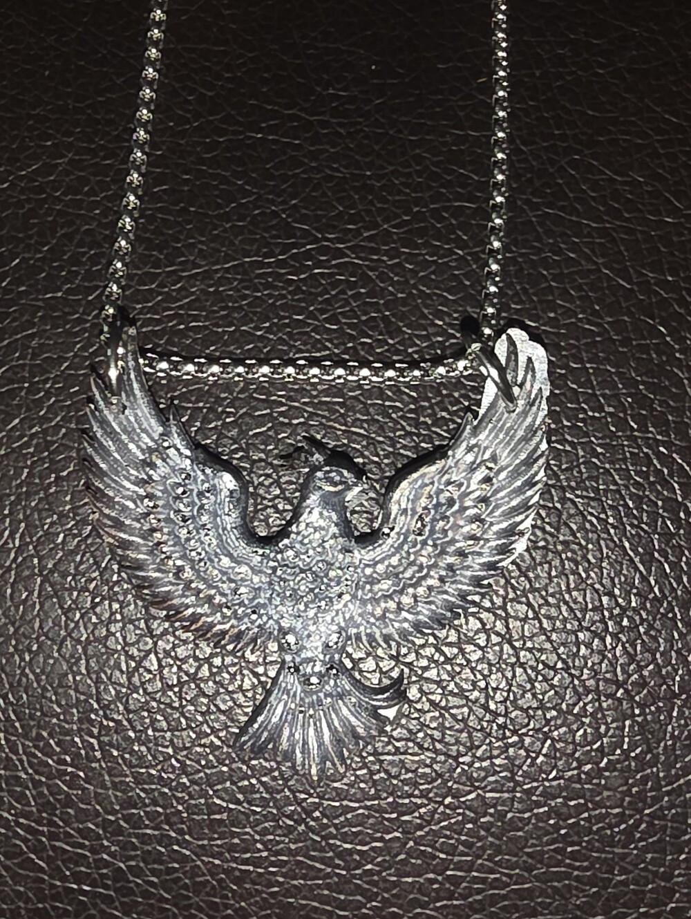Mens Grey Resin Phoenix Necklace On 18" Chain